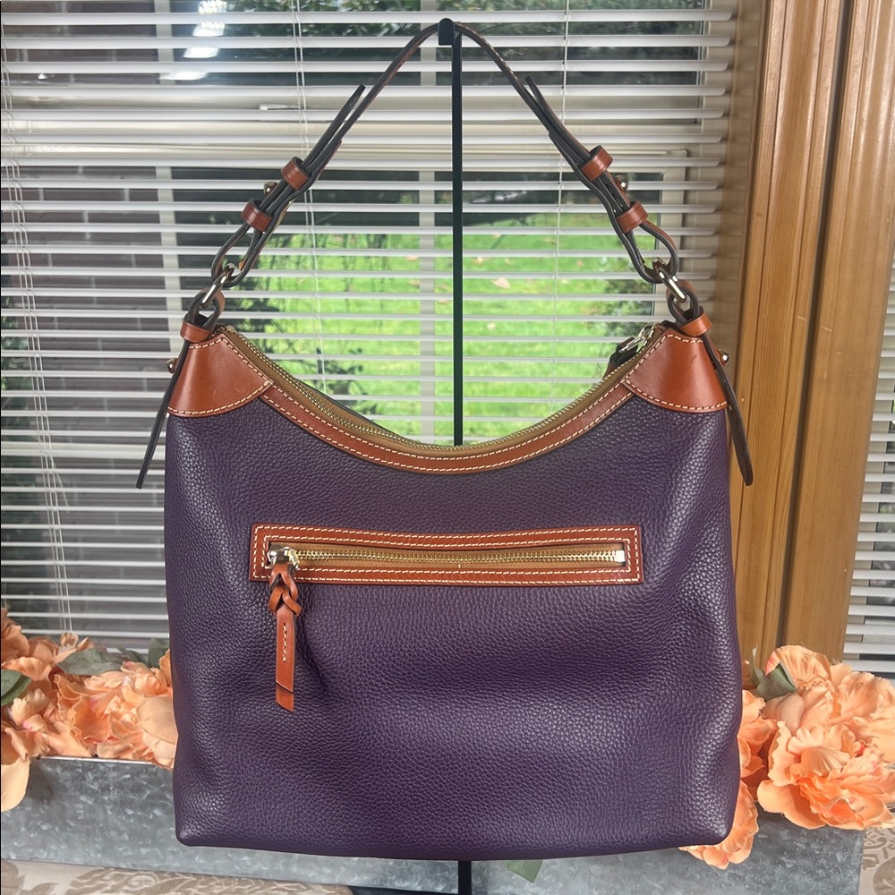 Dooney & Bourke Pebbled Leather Hobo Shoulder Bag Plum Wine Purple - Picture 4 of 14
